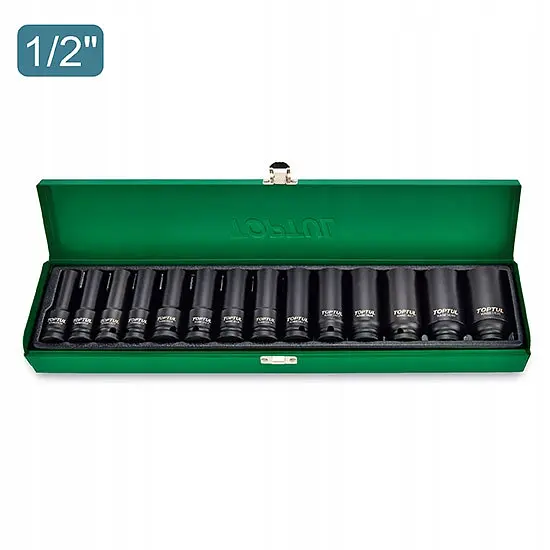 Набір головок ударних довгих 1/2" 10-32мм 14од. Toptul hoz0014696