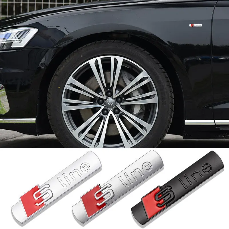 Емблема напис Sline для Audi чорна матова 72х17мм метал (на скотчі) - фото 2