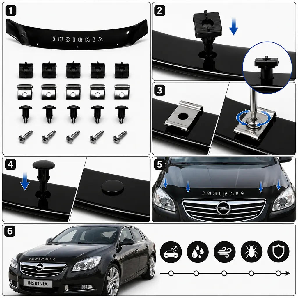 Дефлектор капота мухобойка Opel Insignia 2008- Євро Кріплення Vip Tuning (OP23) - фото 2