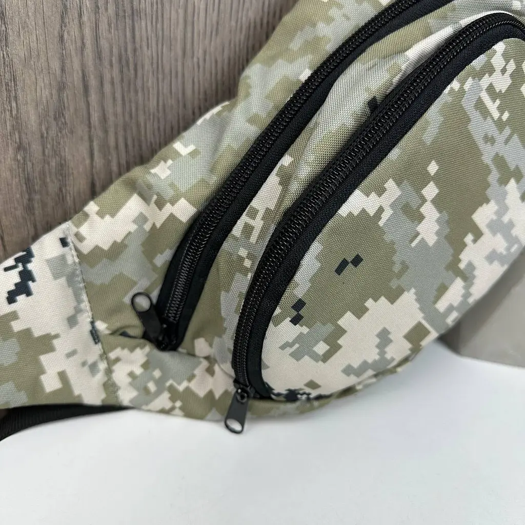 Сумка поясна бананка чоловіча тканинна хакі піксель - фото 6