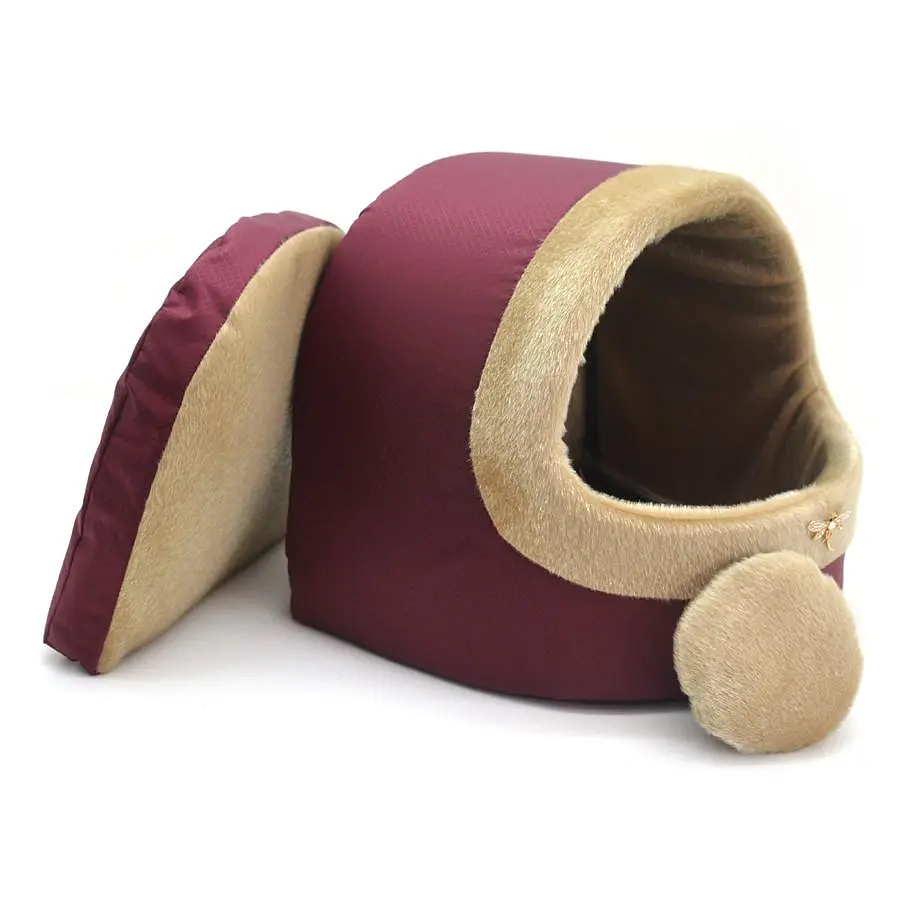 Будка для котів та собак Zoo-hunt Хутро бордове №3 520х440х440 мм - фото 2