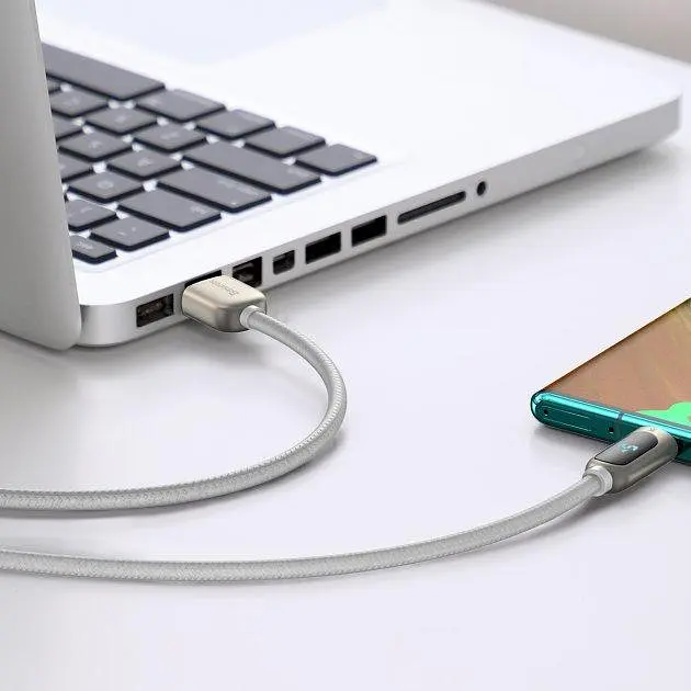 Кабель Baseus Display Fast Charging Cable USB to Type-C 5A 1m CATSK-02 White - фото 6