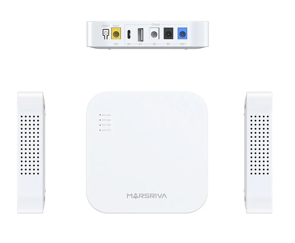 ДБЖ для роутера Marsriva KP4 10000mAh 18W Mini UPS DC 5/9/12V USB-A USB-C, білий - фото 5