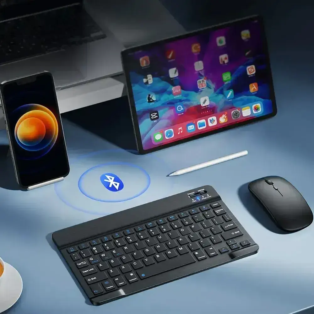 Клавіатура для планшета / Бездротова Bluetooth клавіатура з мишкою BT Combo / Набір 2 в 1 клавіатура + мишка - фото 2