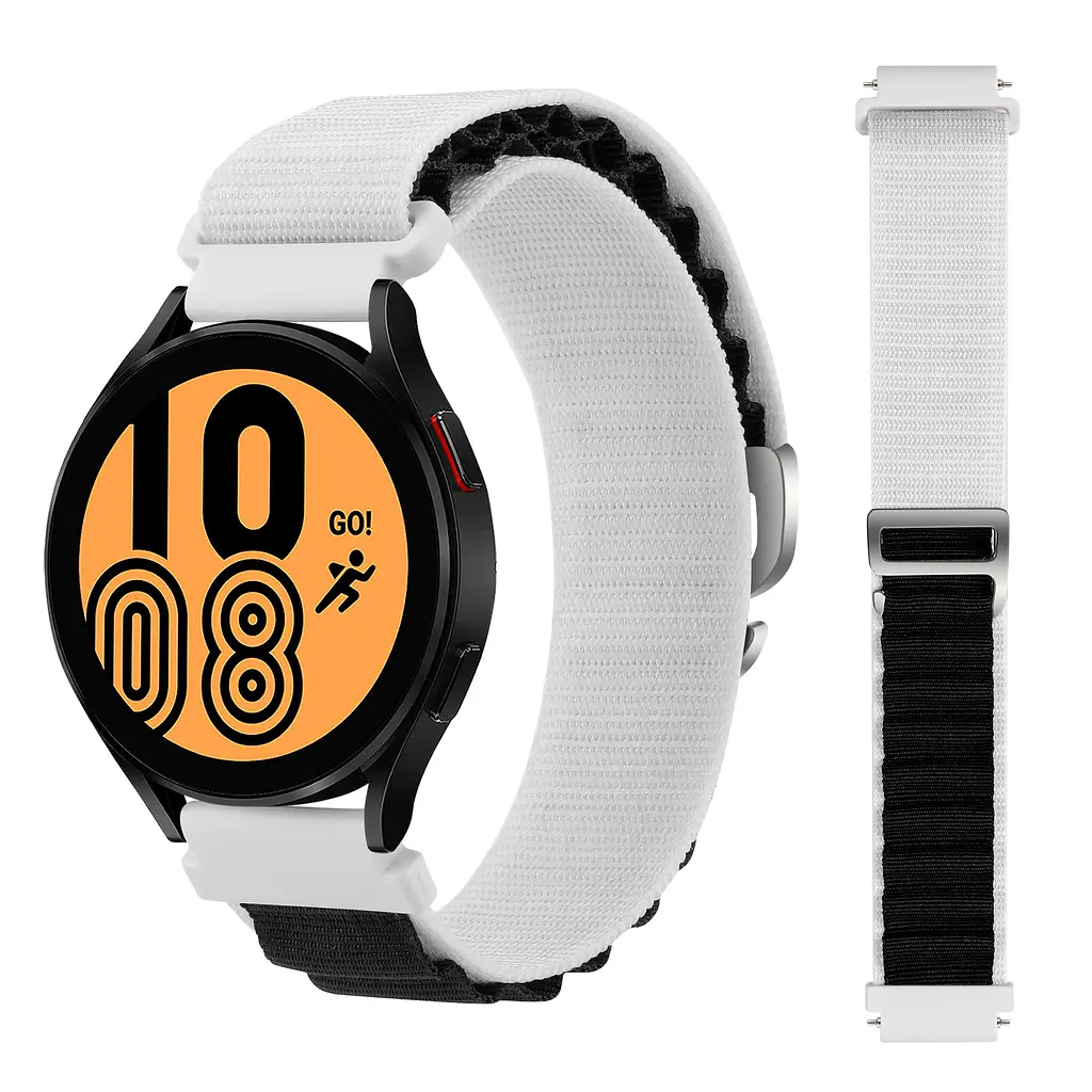 Браслет для Samsung Galaxy Watch 42mm - бело-черный Watchbands NormalCloth Wave ширина крепления 20мм нейлоновый (W26-4WB29982517) - фото 3