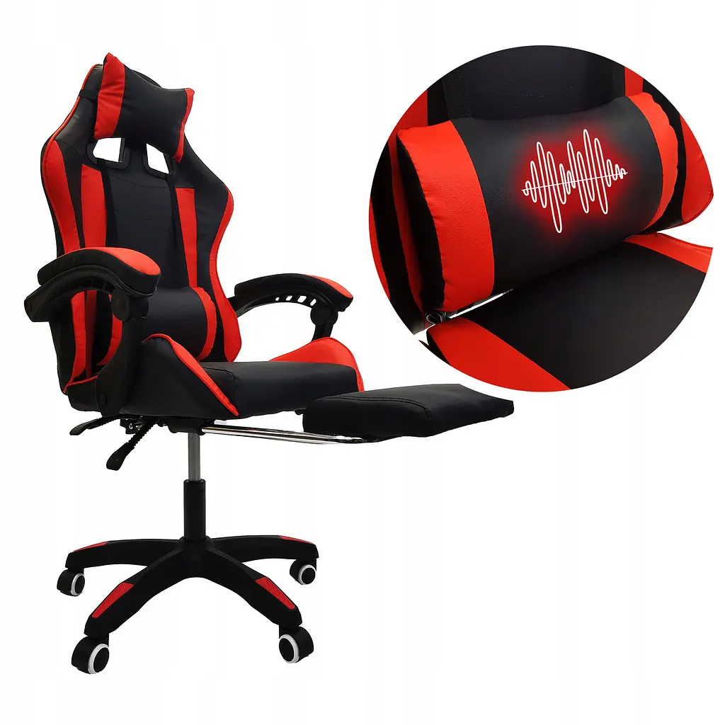 Комп'ютерне крісло Kontrast Viper Black-Red з функцією массажу