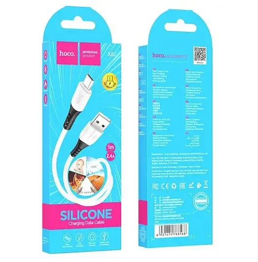 Кабель Hoco X82 Micro silicone charging data cable White - фото 2