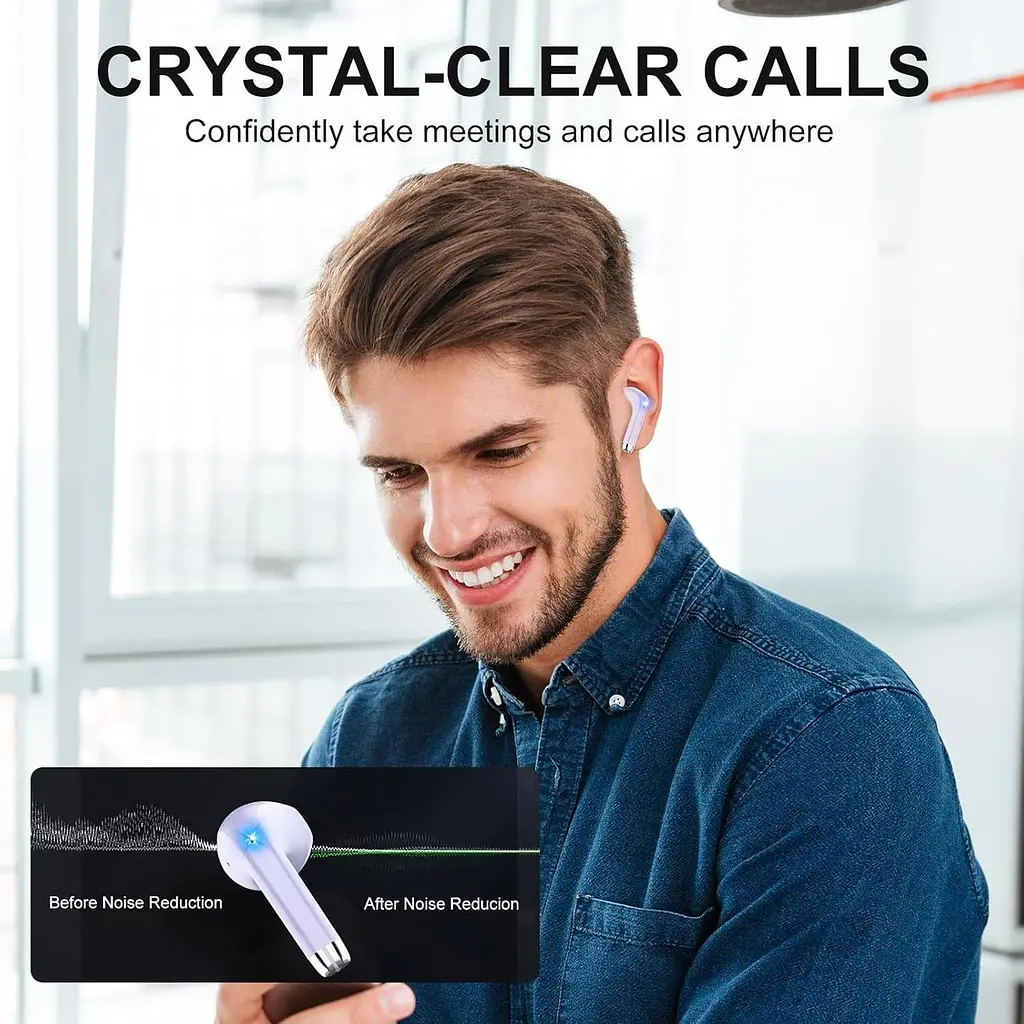 Беспроводные наушники Bluetooth 5.3 с 4 микрофонами с шумоподавлением ENC - HiFi Stereo Deep Bass - 40 часов - фото 5