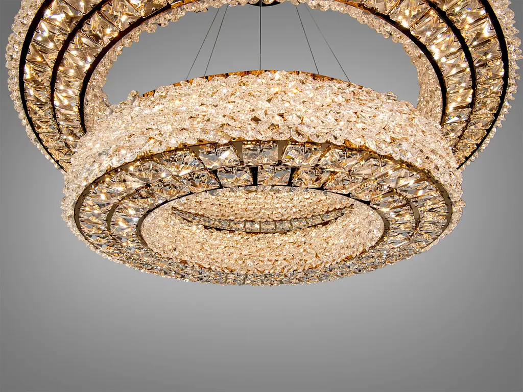Розкішна підвісна LED люстра Diasha 7932/800+500S-gold золота кришталева 71 см 126W з пультом - фото 5