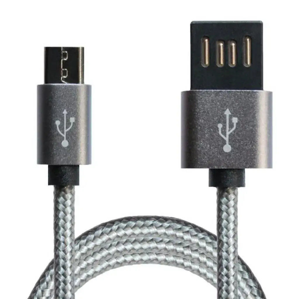 Дата кабель USB 2.0 AM to Micro 5P 1.0m Grey/Black Grand-X (FM02) - фото 3