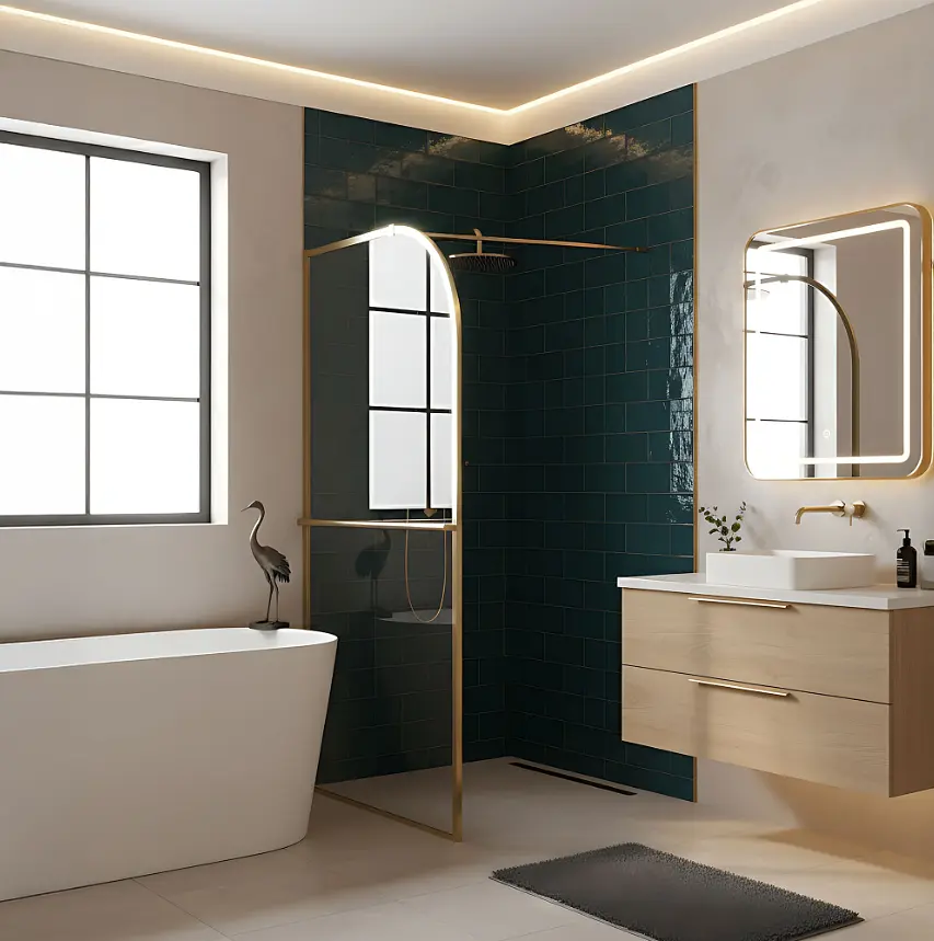 Душова стінка Rea Sky 120x200 см brushed gold KPL-K4331 - фото 3