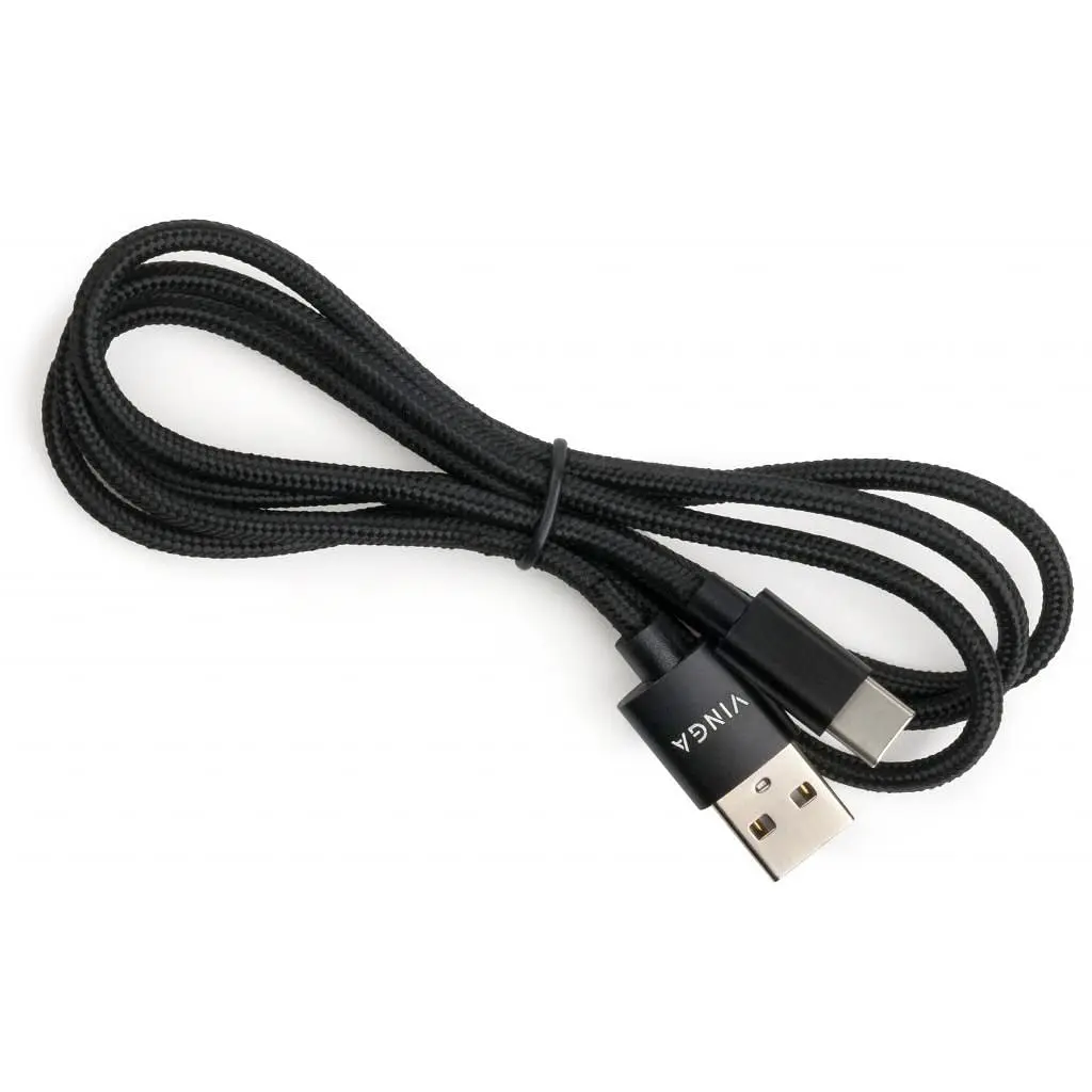 Дата кабель USB 2.0 AM to USB-C 1.0m nylon black Vinga (VCPDCTCNB1BK) - фото 3