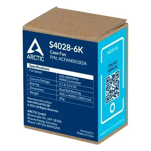 Вентилятор 40 мм, S4028-6K, Black, 40х40х28 мм Arctic teh0028703 - фото 3