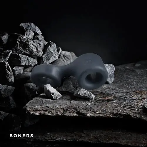 Ерекційне кільце Boners Cock Ring Ball Stretcher, 9.2 см (сірий) - фото 4