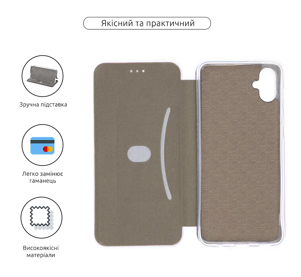 Чехол-книжка для Samsung Galaxy A05 (A055), G-Case, фиолетовый, кожаный чехол-книга из экокожи (PU) и TPU, с магнитом, с подставкой и вместительным кардхолдером, противоударный, защита всего корпуса, ArmorStandart (ARM71913) - фото 3