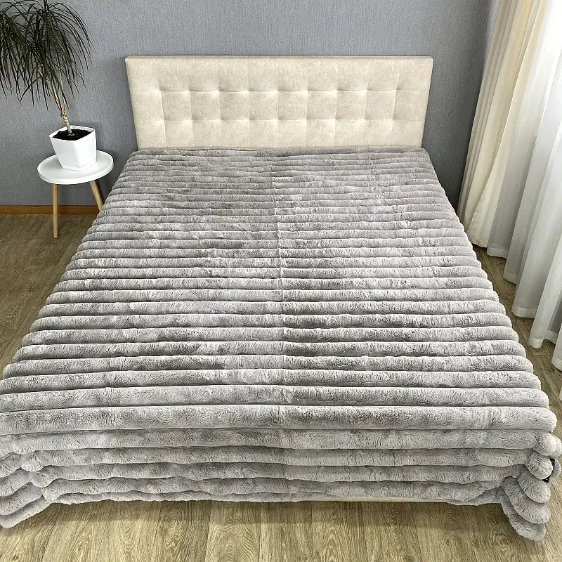 Плед євро 200*220см Імператорський 7см смужка Світло-сірий COLORFUL HOME
