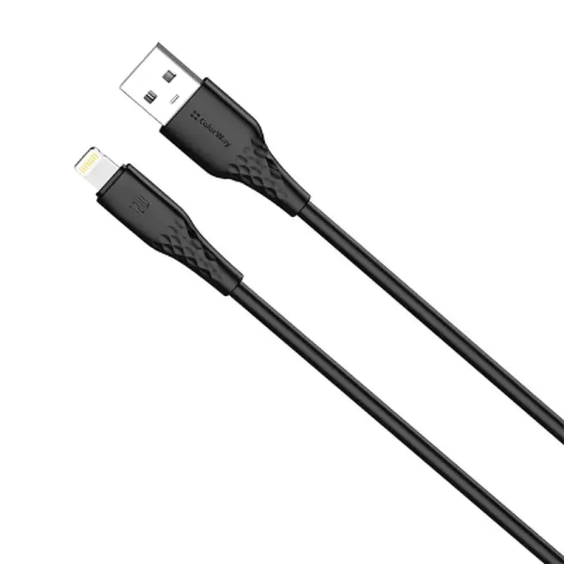 Дата кабель USB 2.0 AM to Lightning 1.0m 3A textured PVC black ColorWay (CW-CBUL094-BK) - фото 2