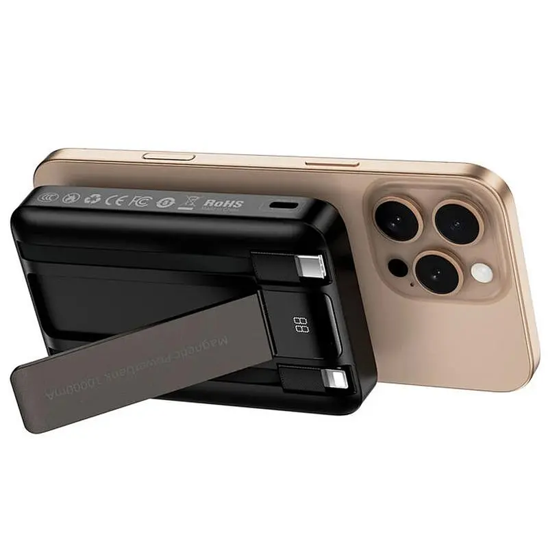 Портативний ЗП Power Bank WIWU Wi-P061 22.5W+PD20W з БЗП+iWatch with cable 10000 mAh Black - фото 4