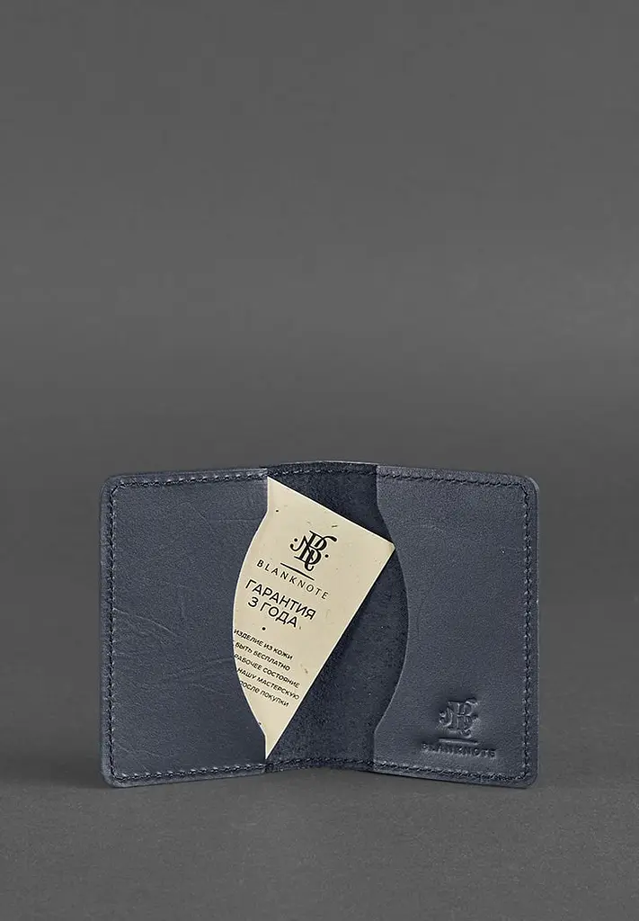Шкіряний кард-кейс (візитниця) 6.0 темно-синій - фото 4