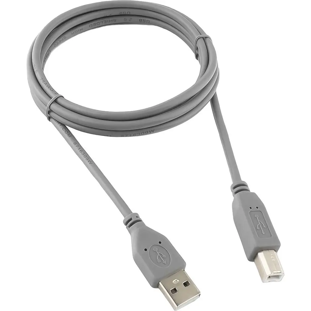 Кабель Maxxter USB 2.0 AM/BM 1.8 m Gray [U-AMBM-6G] [119021] - фото 3