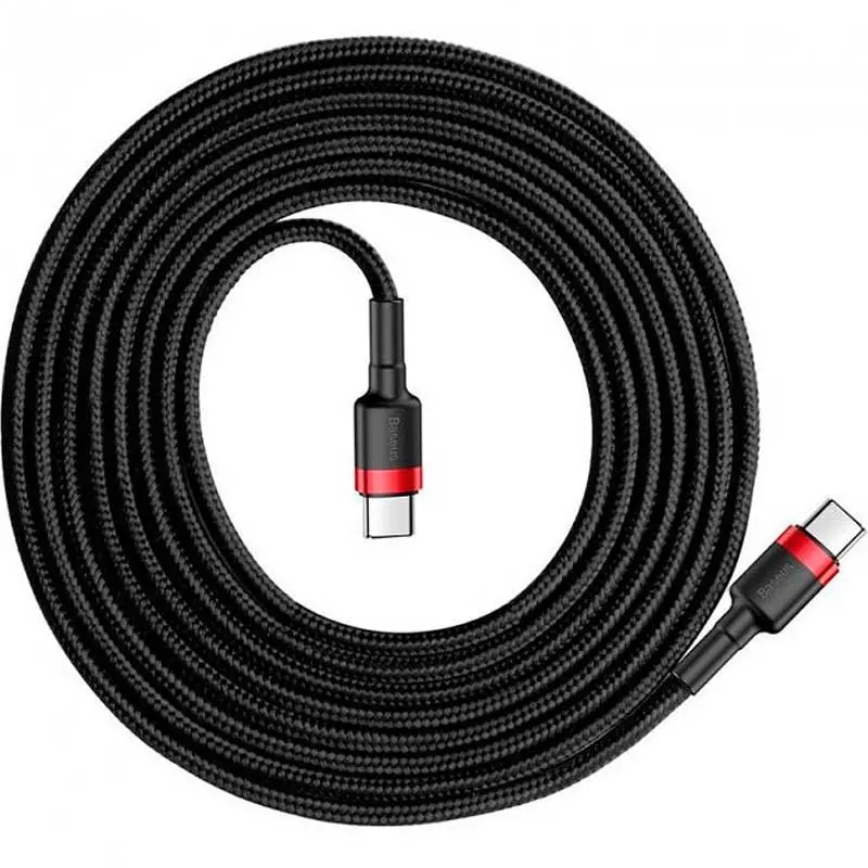 Дата кабель Baseus Cafule Type-C to Type-C PD2.0 60W (2m) (CATKLF-H) Чорний/Червоний - фото 2
