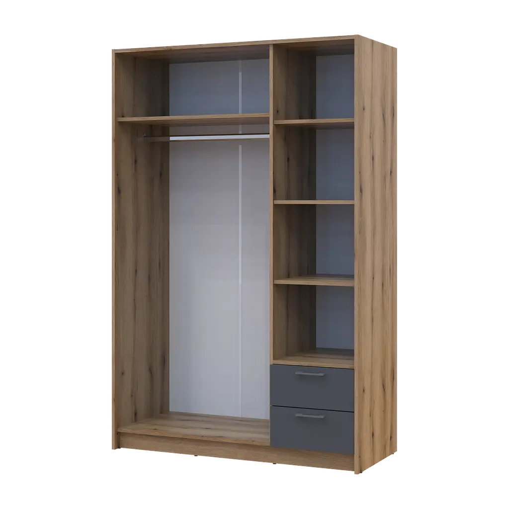 Шафа для одягу Doros Ронді з дзеркалом Дуб Артизан/Графіт 3ДСП 121х52х195 (80737816) - фото 3