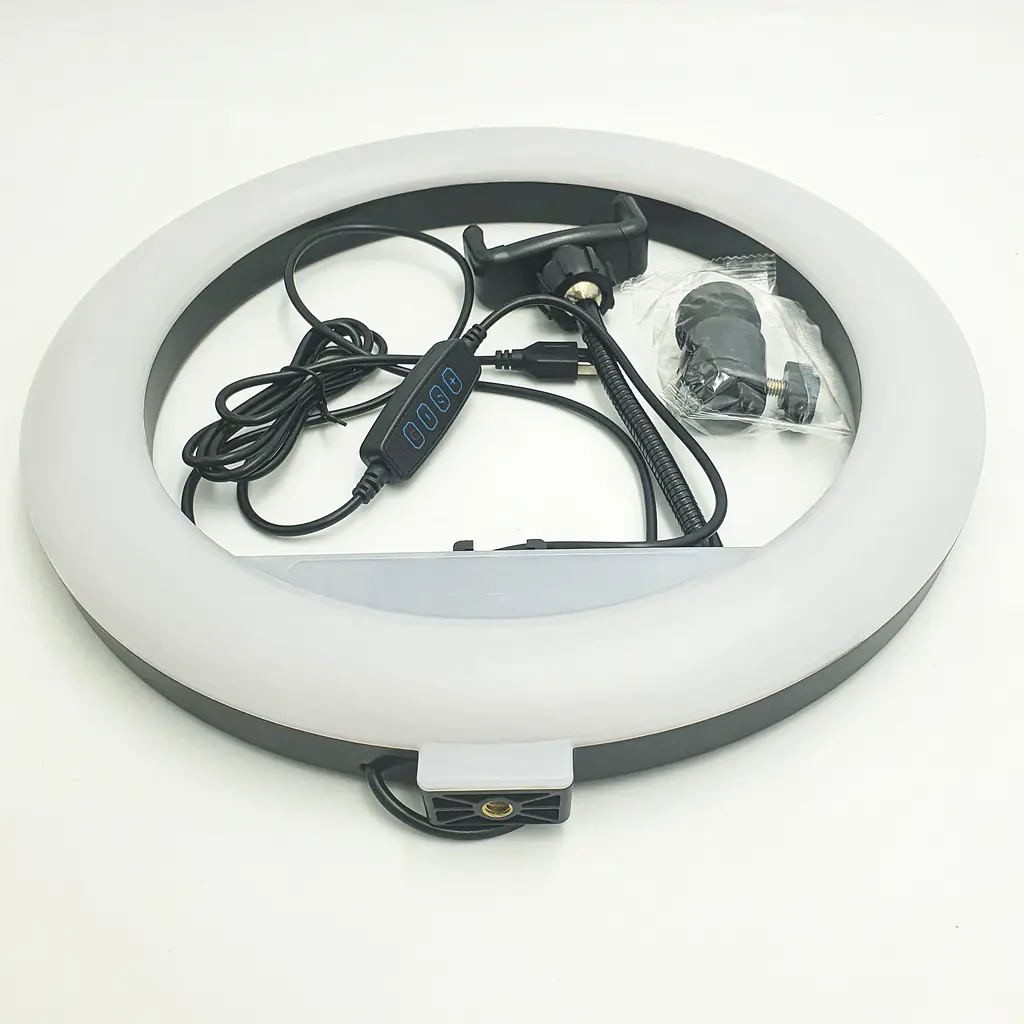 Кільцева лампа 30 см 10W на штативі 210 см з тримачем для телефону LED підсвічування кільцеве світло блогера візажиста фотографа Ring Light JY-30B - фото 4