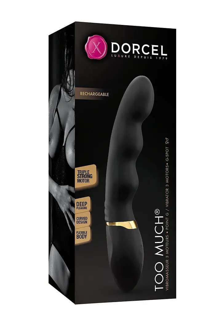 Вібратор ультрастимулювальний Dorcel Too Much Rechargeable Black, гнучкий і потужний, 3 вібромотори - фото 3