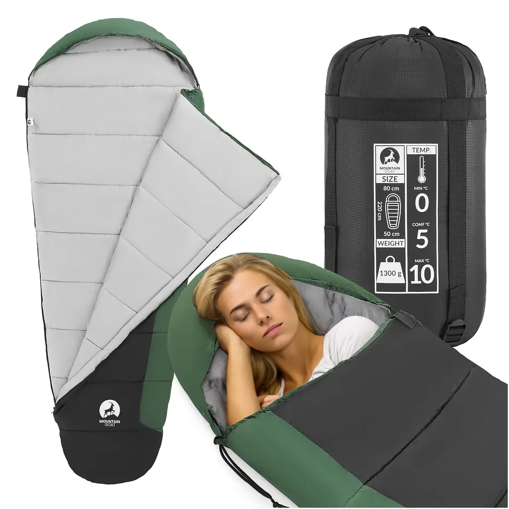 Спальный мешок (спальник) кокон Mountain Goat Pro+ MG0016 0 ...+10°C R Black/Olive (P-5905973400978) - фото 2