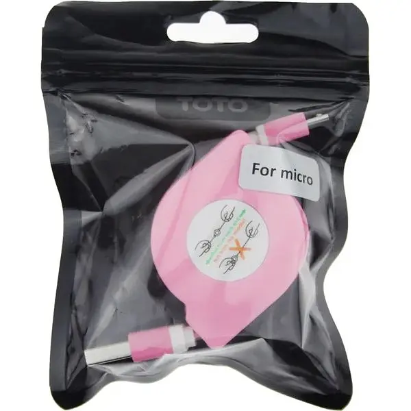 Кабель Toto TKX-66 Flat USB cable microUSB 1m Pink - фото 2