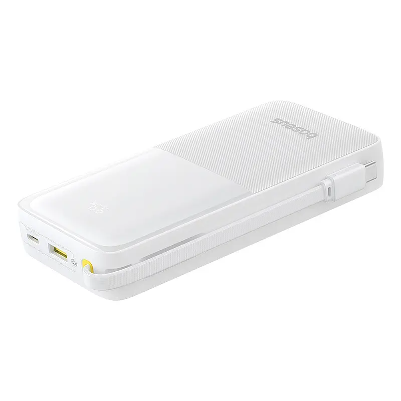 Зовнішній акумулятор Baseus Bipow 2 Digital Display Power Bank With Built-in USB-C Cable 20000mah 20W Moon White (P10077101213-01) - фото 6