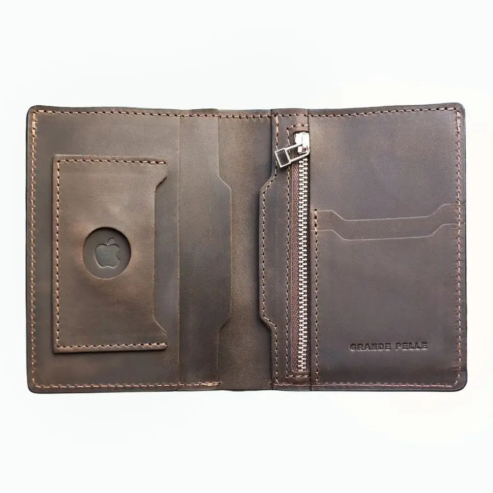 Портмоне мужское кожаное с AirTag GRANDE PELLE 11х14.5х2 см acs0032234 - фото 4