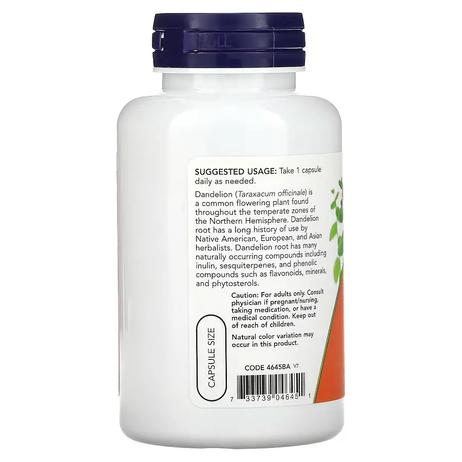Натуральна добавка NOW Dandelion Root 500 mg, 100 вегакапсул - фото 3