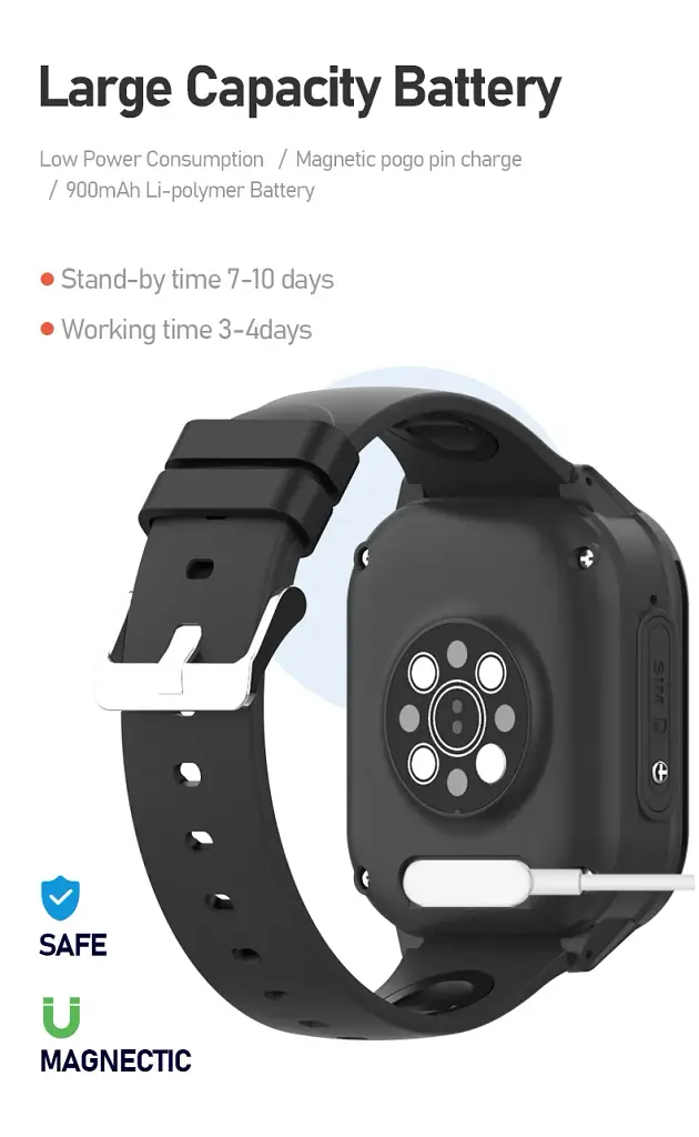 Дитячий смарт-годинник Wonlex KT19 PRO Max годинник-телефон з відеодзвінком GPS WI-FI і SIM-картою Black (19131) - фото 7