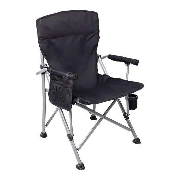 Крісло туристичне Lugi розкладне з підлокітниками чорне SJ-0054B - фото 2
