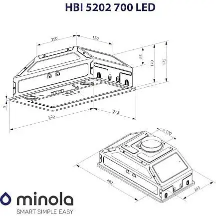 Витяжка вбудована Minola HBI 5202 BL 700 LED - фото 4