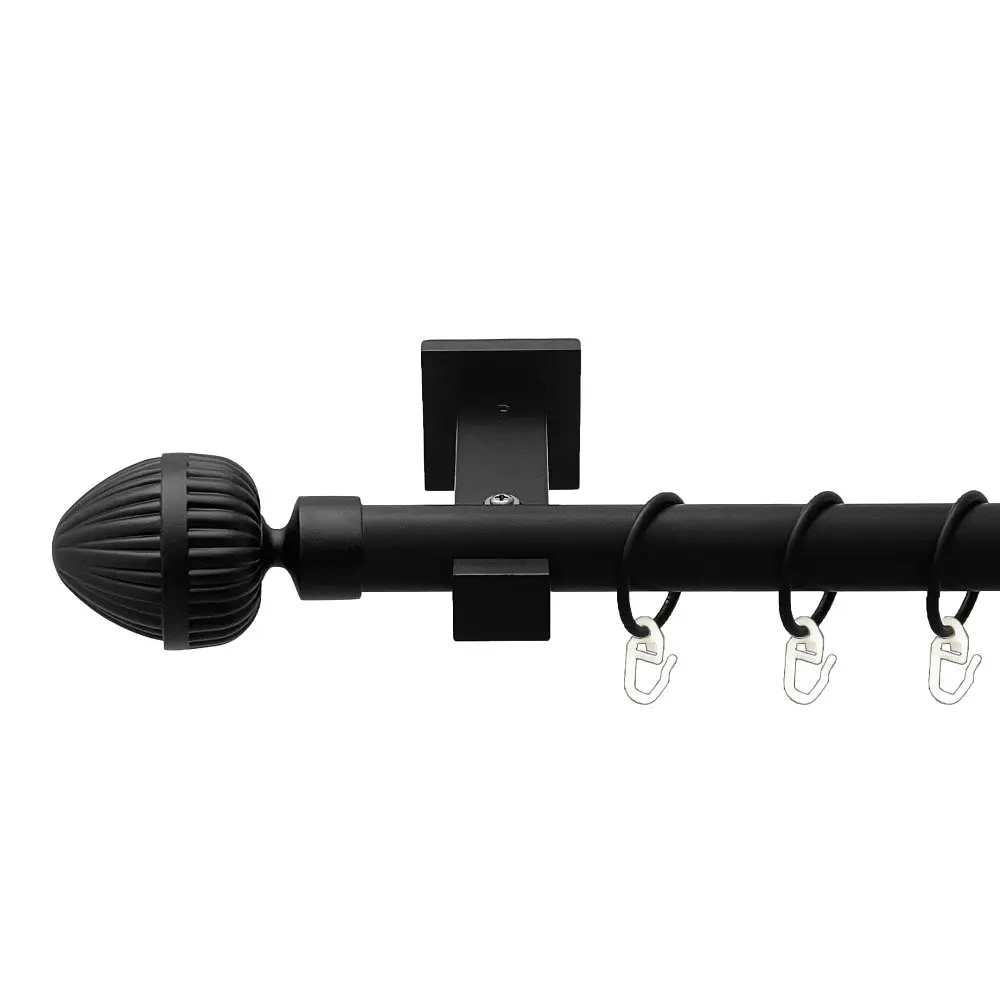Карниз Orvit Одеон металевий однорядний техно гладка труба кільце металеве Чорний Оксамит 25 мм 240 см (00-00025454)