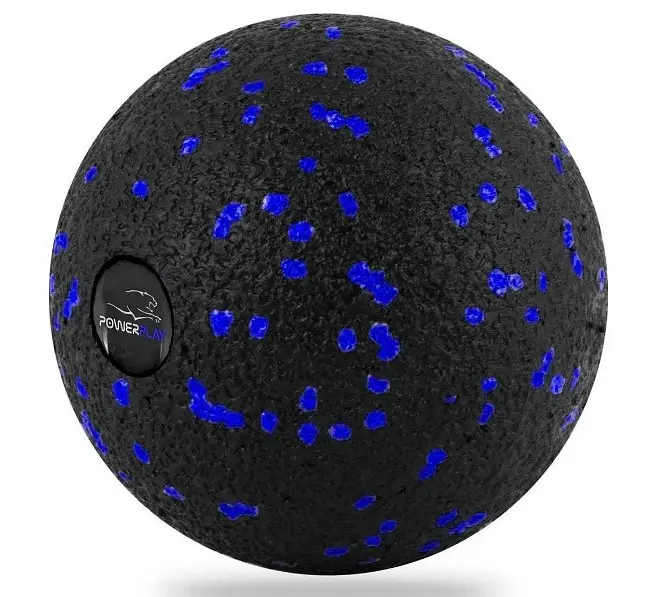 Набір для масажу та йоги PowerPlay PP_4091 EPP (2 м'ячики + валик масажер 15*5,3 см.) Blue + гумка 7,5 кг (PP_4091_Blue) - фото 2