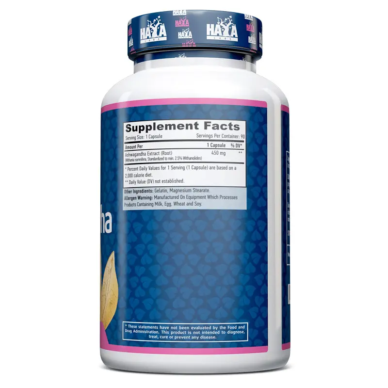 Натуральна добавка Haya Labs Ashwagandha 450 mg 90 капсул - фото 2