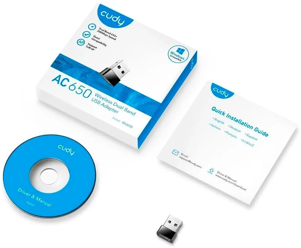 WiFi-адаптер Cudy WiFi 5 WU650 дводіапазонний з USB 2.0 (73-00547) - фото 3