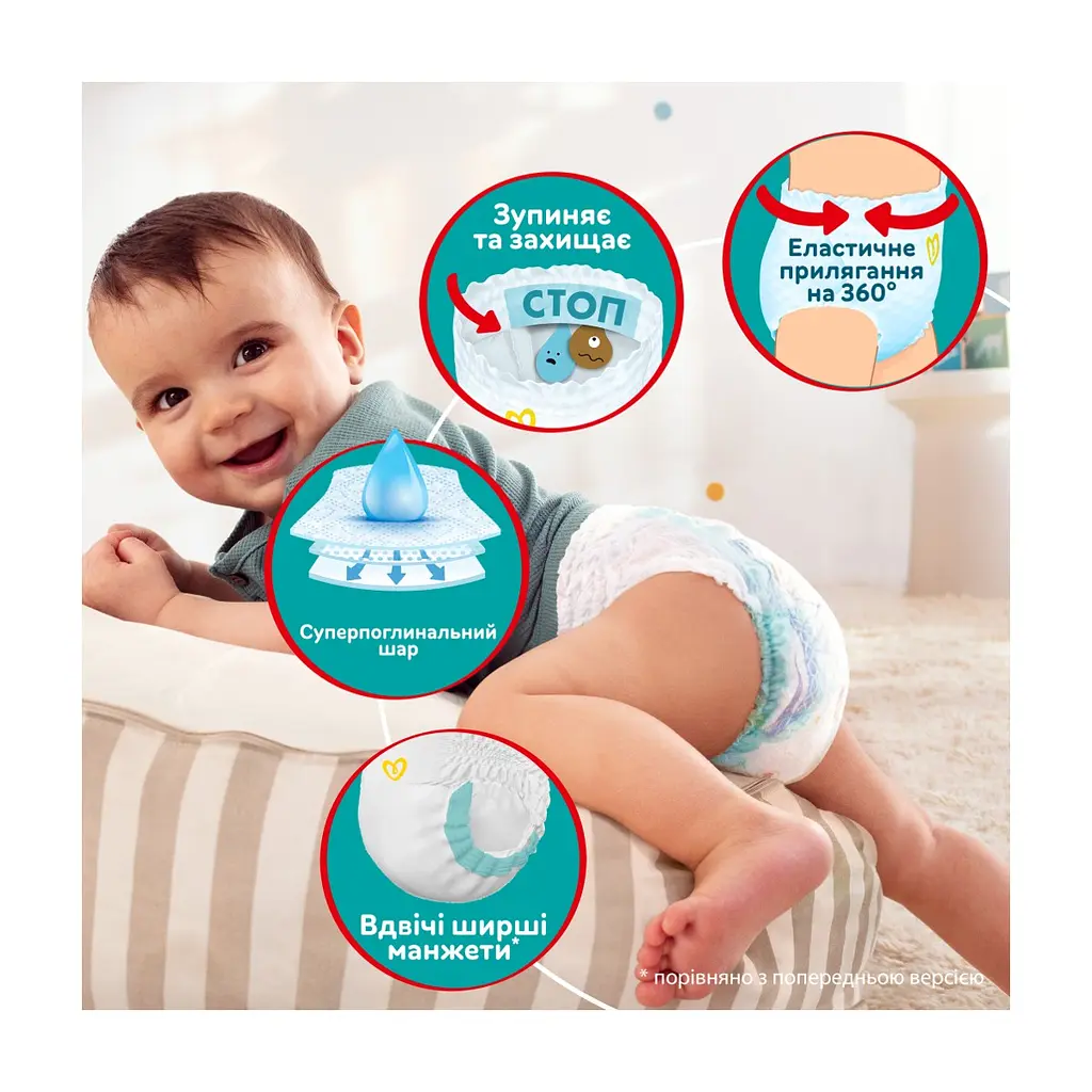 Підгузки Pampers трусики Pants Giant Розмір 6 (14-19 кг) 84 шт (8006540069530) - фото 4
