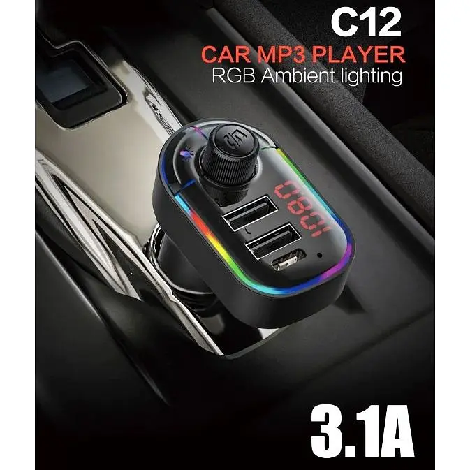FM трансмітер модулятор Borofone C12 з Bluetooth 5.0 USB чорний - фото 6