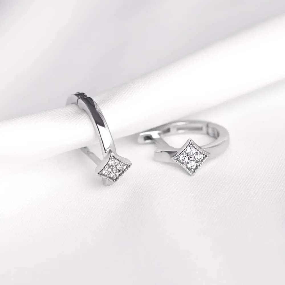 Сережки з білого золота Геометричні кільця (з40088) - фото 5