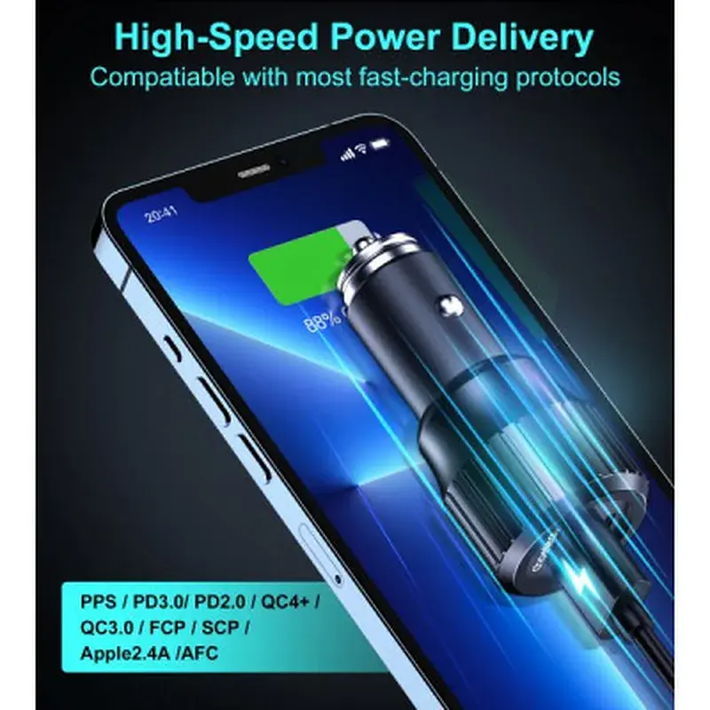 Зарядний пристрій Choetech car USB-A/USB-C 63W QC3.0/PD/PPS black (TC0010-BK) - фото 7