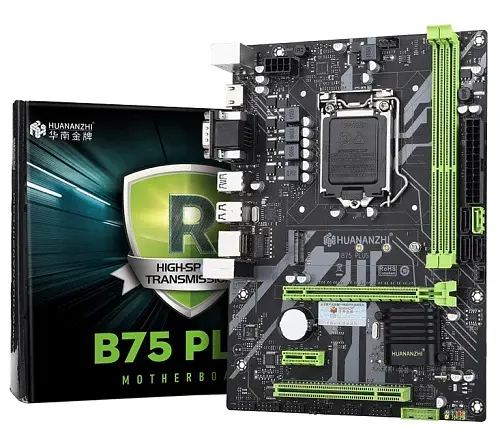Материнская плата LGA1155, Huananzhi B75 PLUS M.2, B75, 2xDDR3, Int.Video (CPU), 1xSATA3 / 3xSATA2, 1xM.2, 1xPCI-E 3.0 x16, 1xPCI-E 2.0 x1, 1xPCI, Realtek 5.1, Realtek GLan, 4xUSB 3.0 / 6xUSB 2.0, VGA/HDMI, Micro ATX - фото 2