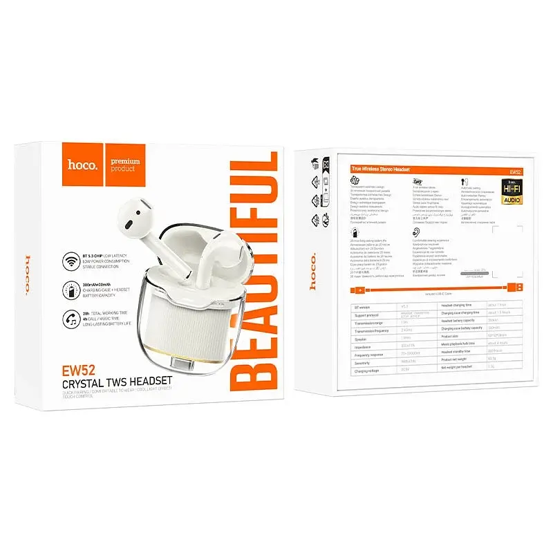 Беспроводные TWS наушники Hoco EW52 вкладыши milky white - фото 3