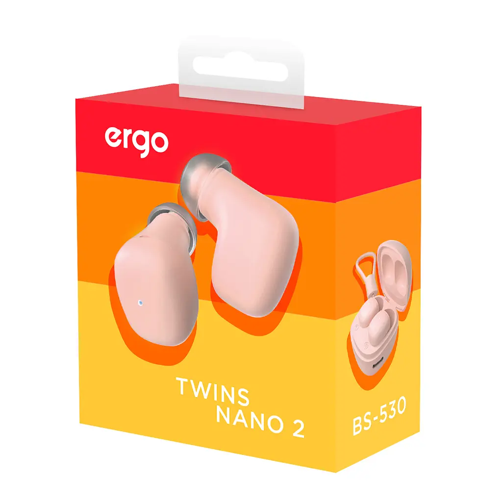 Беспроводные наушники Ergo BS-530 Twins Nano 2, BT5.3, 25mAh, 190mAh, 3h, Pink UA UCRF - фото 7