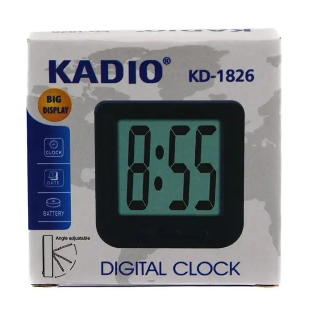 Настільний годинник Kadio KD-1826 цифровий на батарейках чорний - фото 4