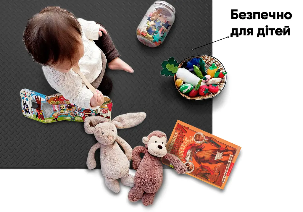 Татамі мат EasyFit 8 шт (30х30 см) ластівчин хвіст чорний (EF-1950-30-BK) - фото 6