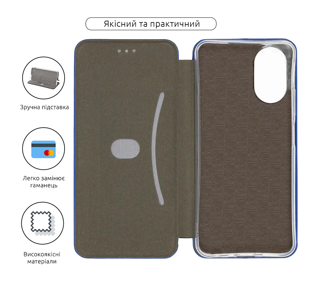 Чехол-книжка для OPPO A38 4G/A18 4G, G-Case, синий, кожаный чехол-книга из экокожи (PU) и TPU, с магнитом, с подставкой и вместительным кардхолдером, противоударный, защита всего корпуса, ArmorStandart (ARM71034) - фото 3